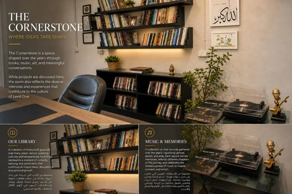 The Cornerstone, a library, music and meeting space at Level One Group